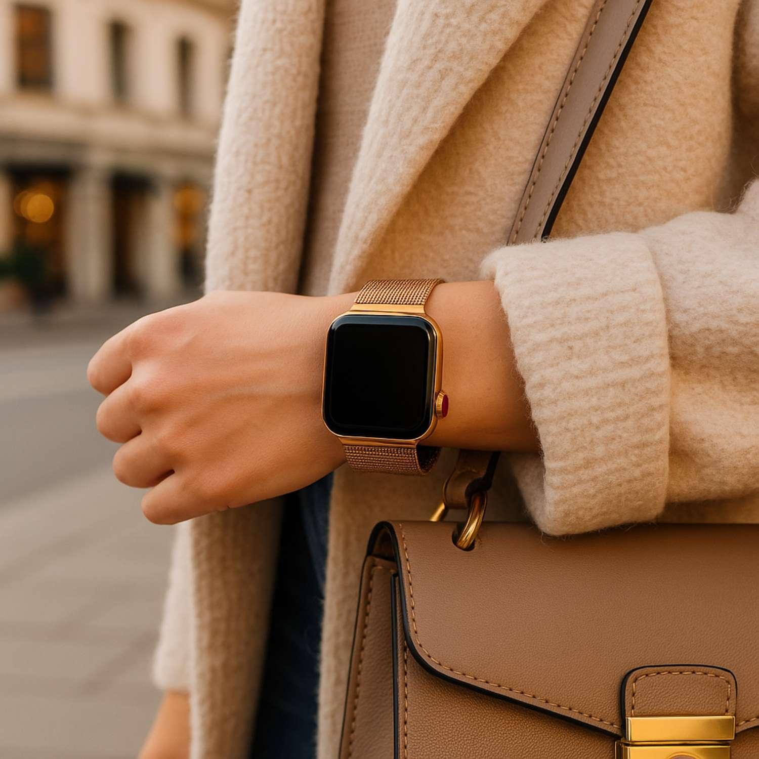 Bracelet Apple Watch Fiore - milanais - or rose