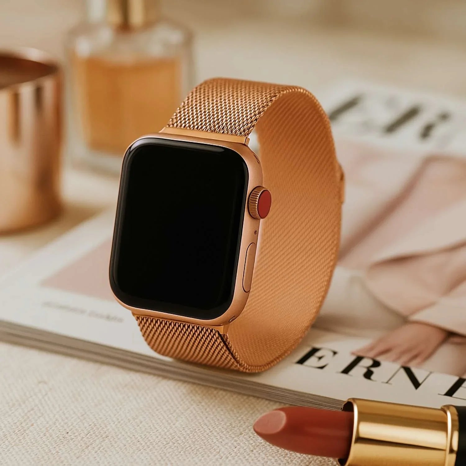 Bracelet Apple Watch Fiore - milanais - or rose