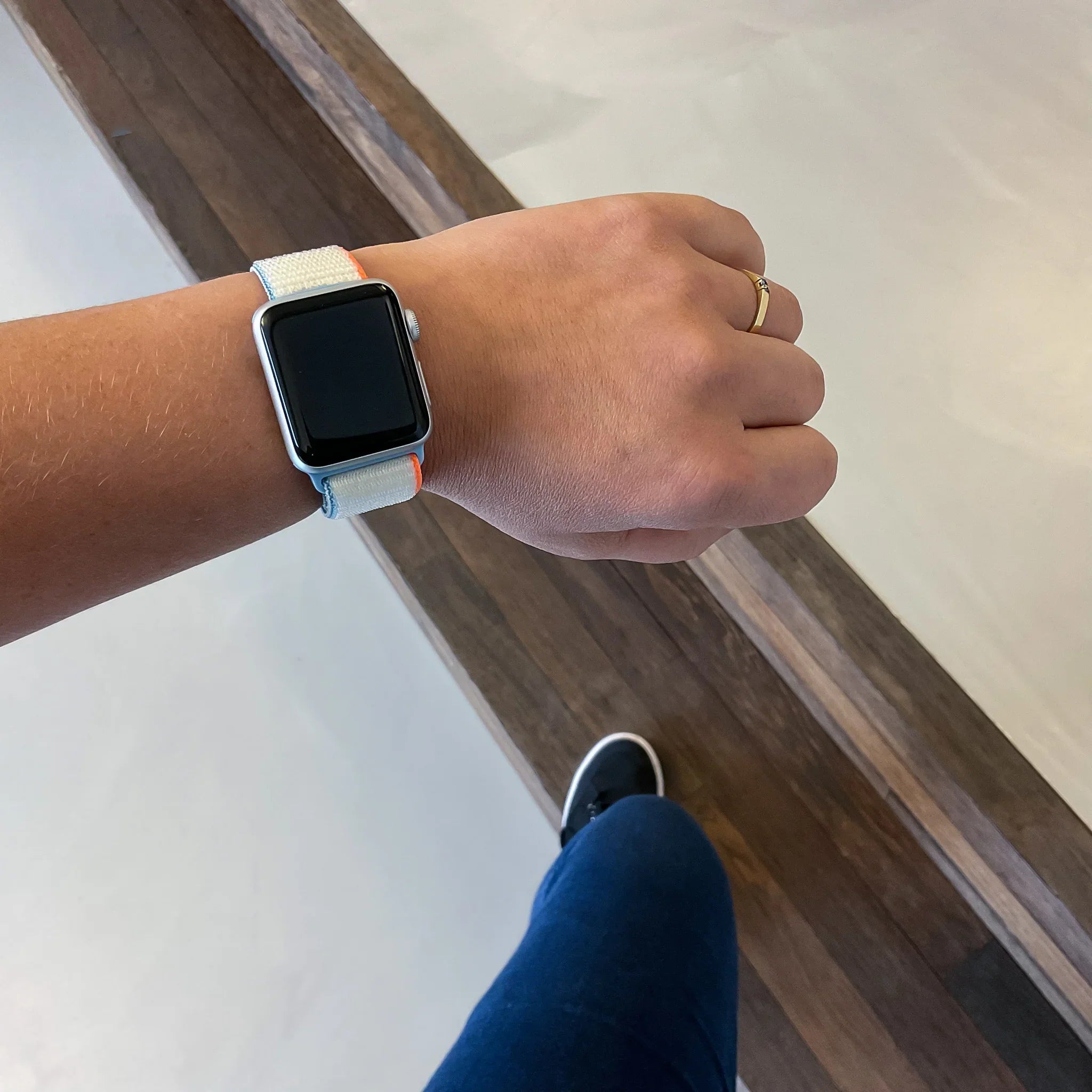 Bracelet Apple Watch - tissé - nylon - crème