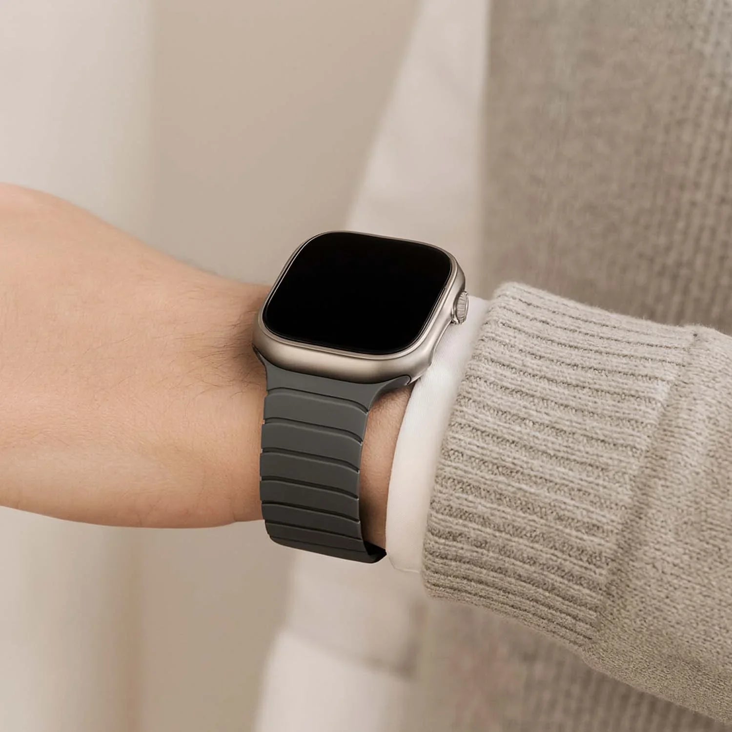 Bracelet pour Apple Watch Vetra - silicone - gris noir