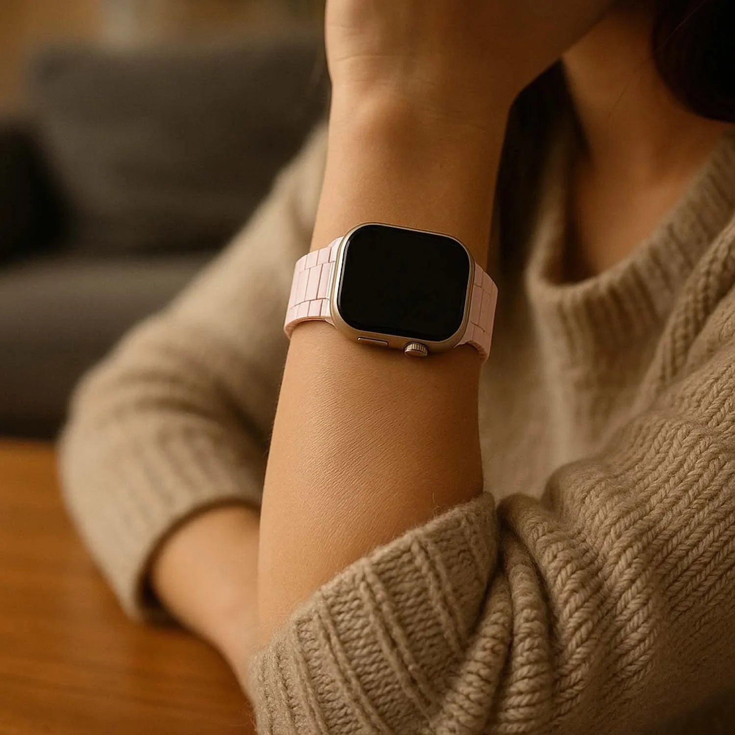 Bracelet Apple Watch Zyro - silicone - rose clair