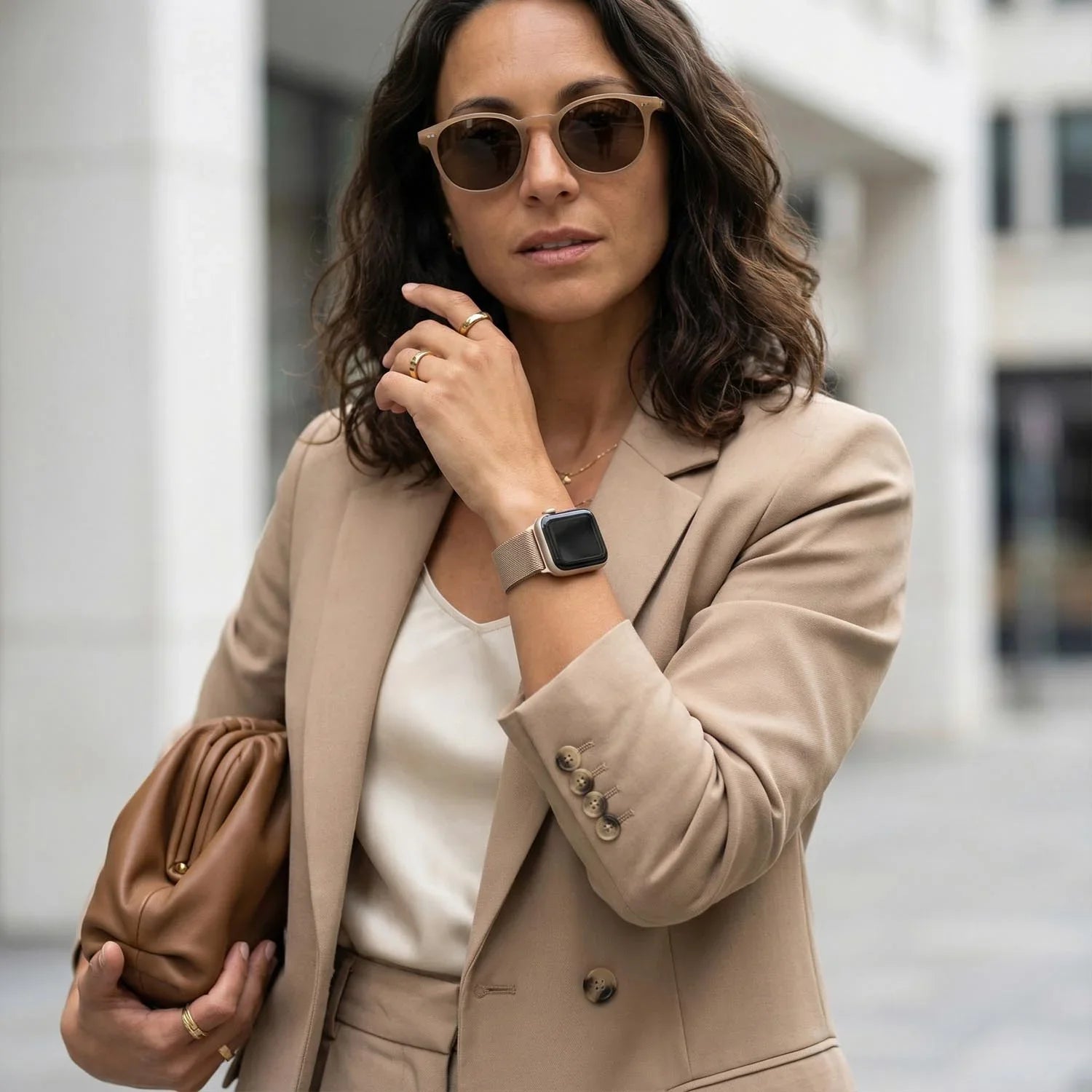 Bracelet Apple Watch Fiore - milanais - champagne