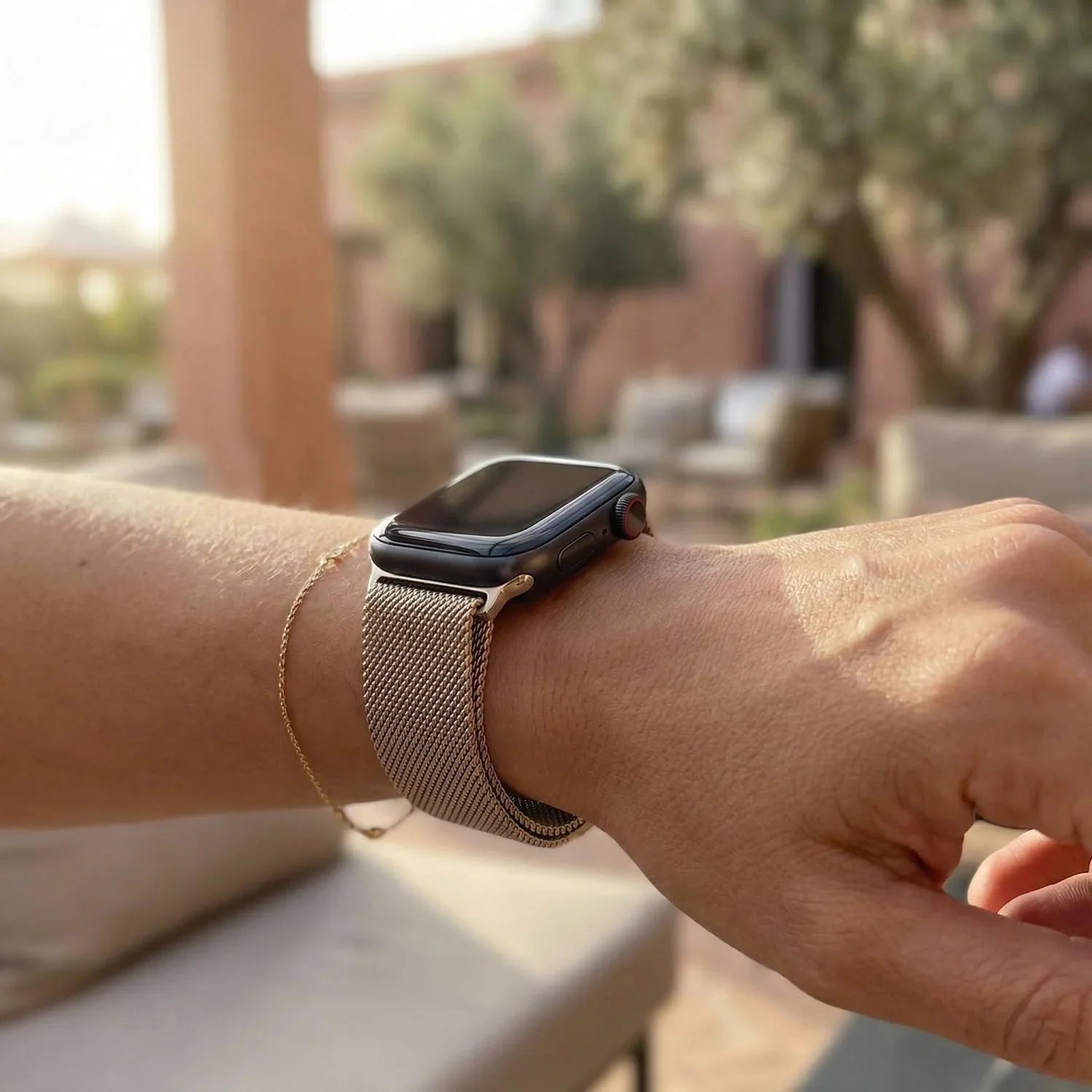 Bracelet Apple Watch Fiore - milanais - champagne