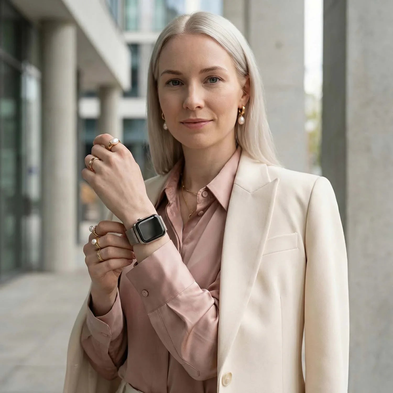 Bracelet Apple Watch Fiore - milanais - naturel