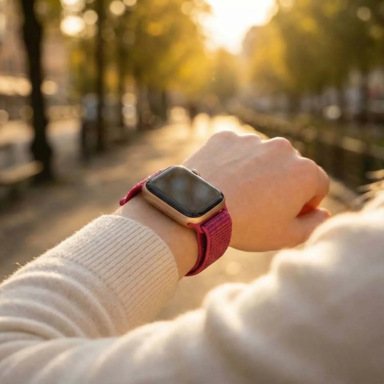 Bracelet Apple Watch Flyne - tressé - nylon - fruit du dragon