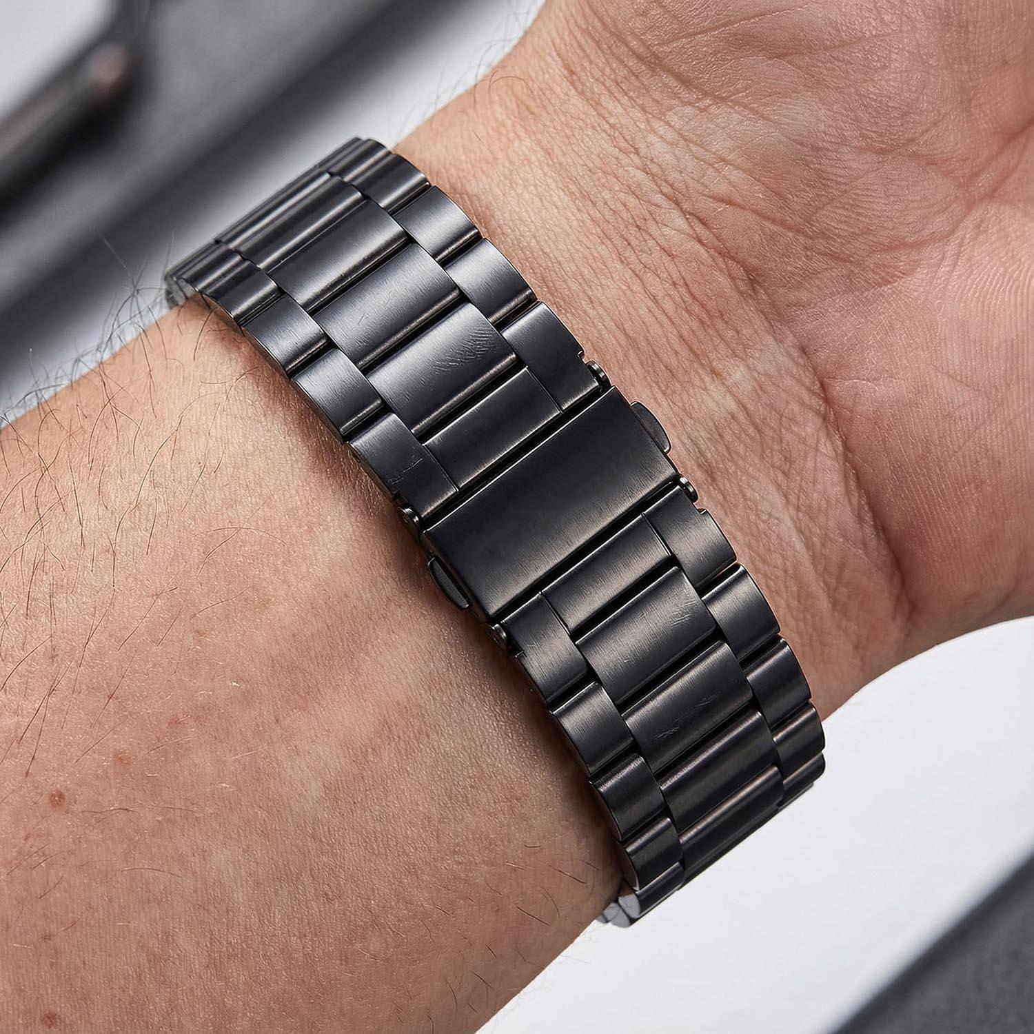 Bracelet Apple Watch Rivaro - acier - noir