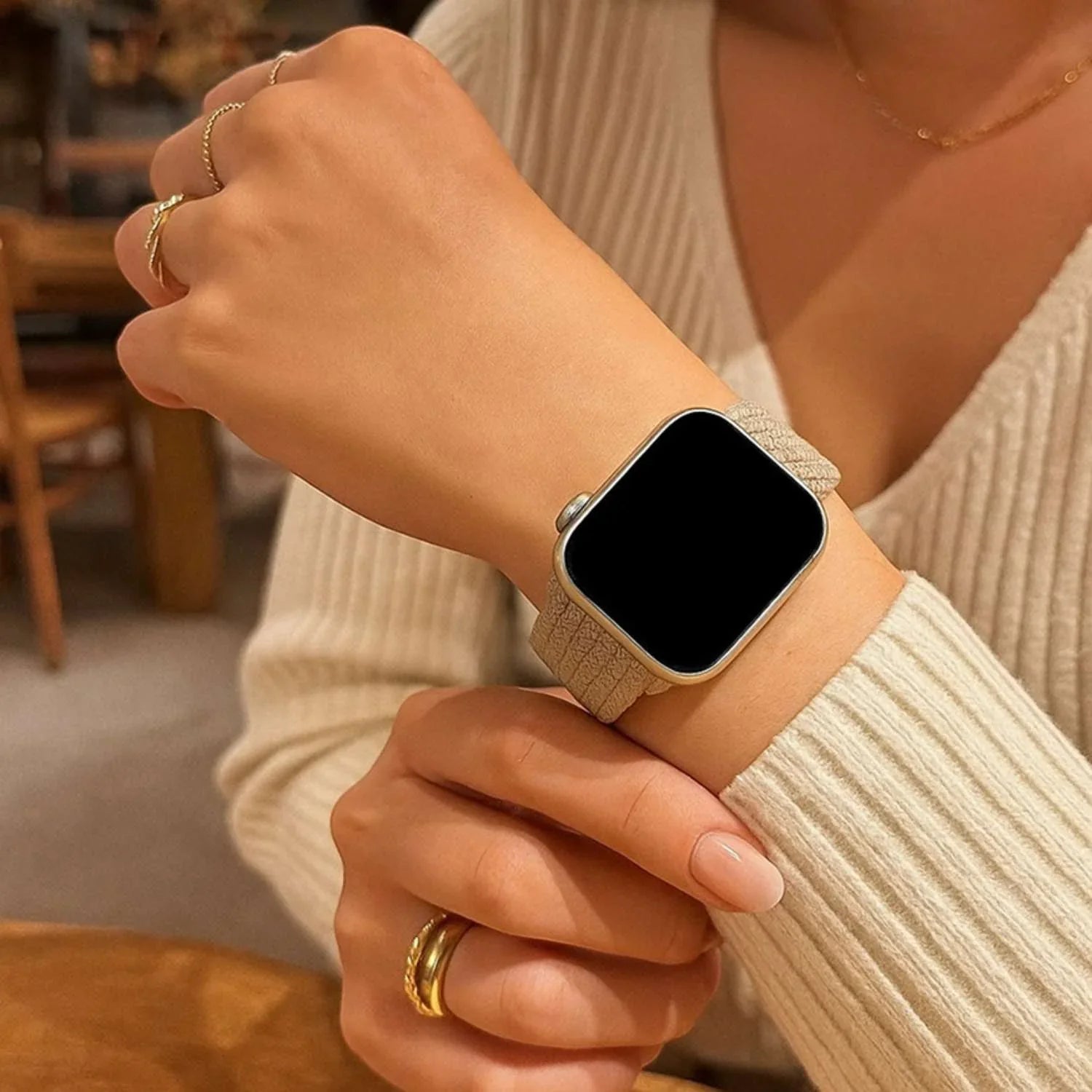 Bracelet Apple Watch Zyra - nylon - beige