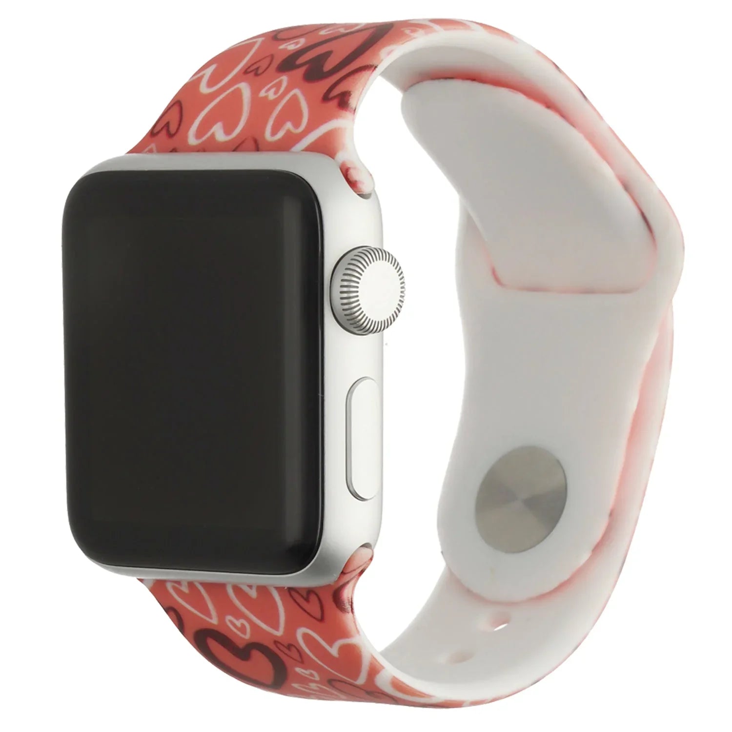 Bracelet imprimé Apple Watch - silicone - imprimé cœurs rouge
