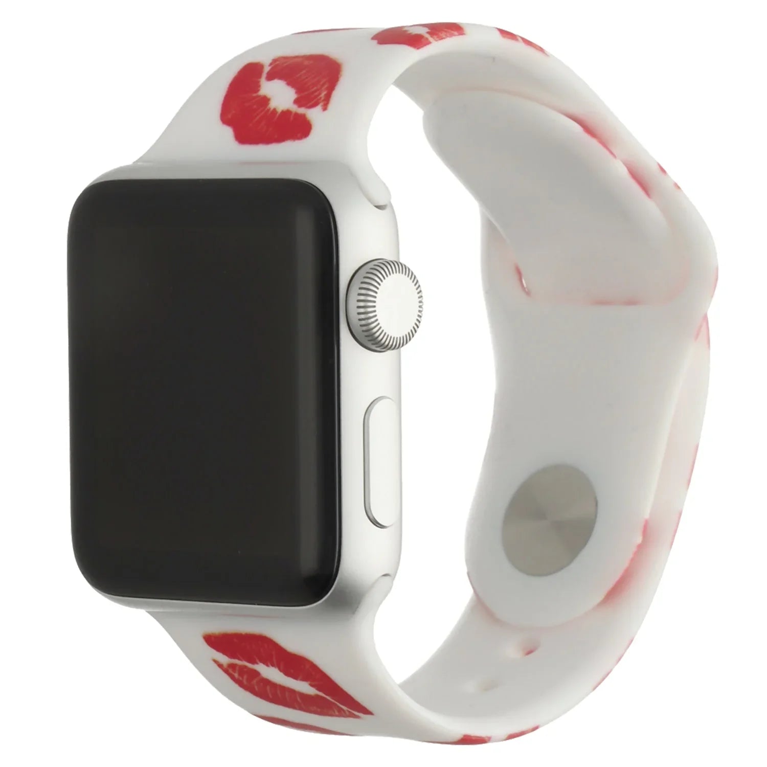 Bracelet imprimé pour Apple Watch - silicone - imprimé baisers blanc
