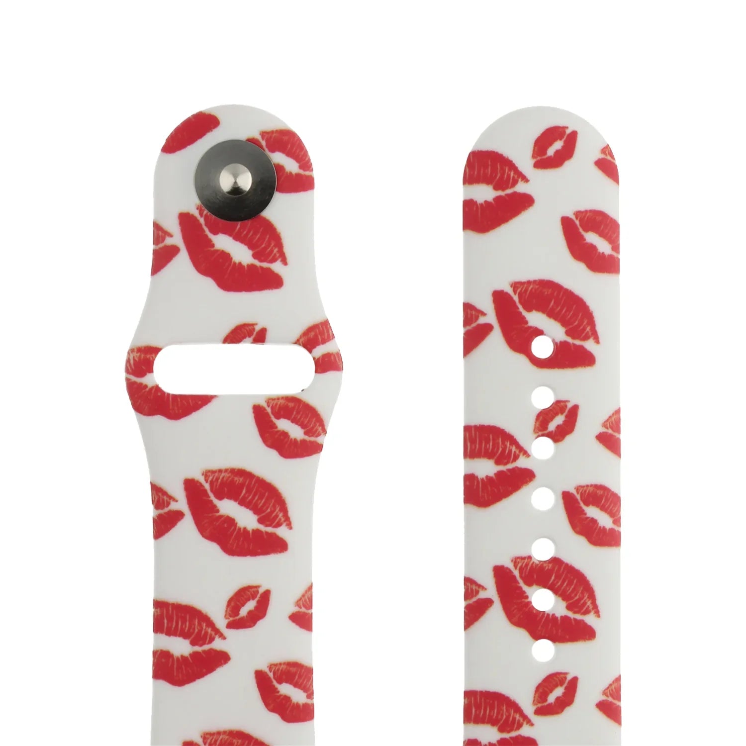 Bracelet imprimé pour Apple Watch - silicone - imprimé baisers blanc