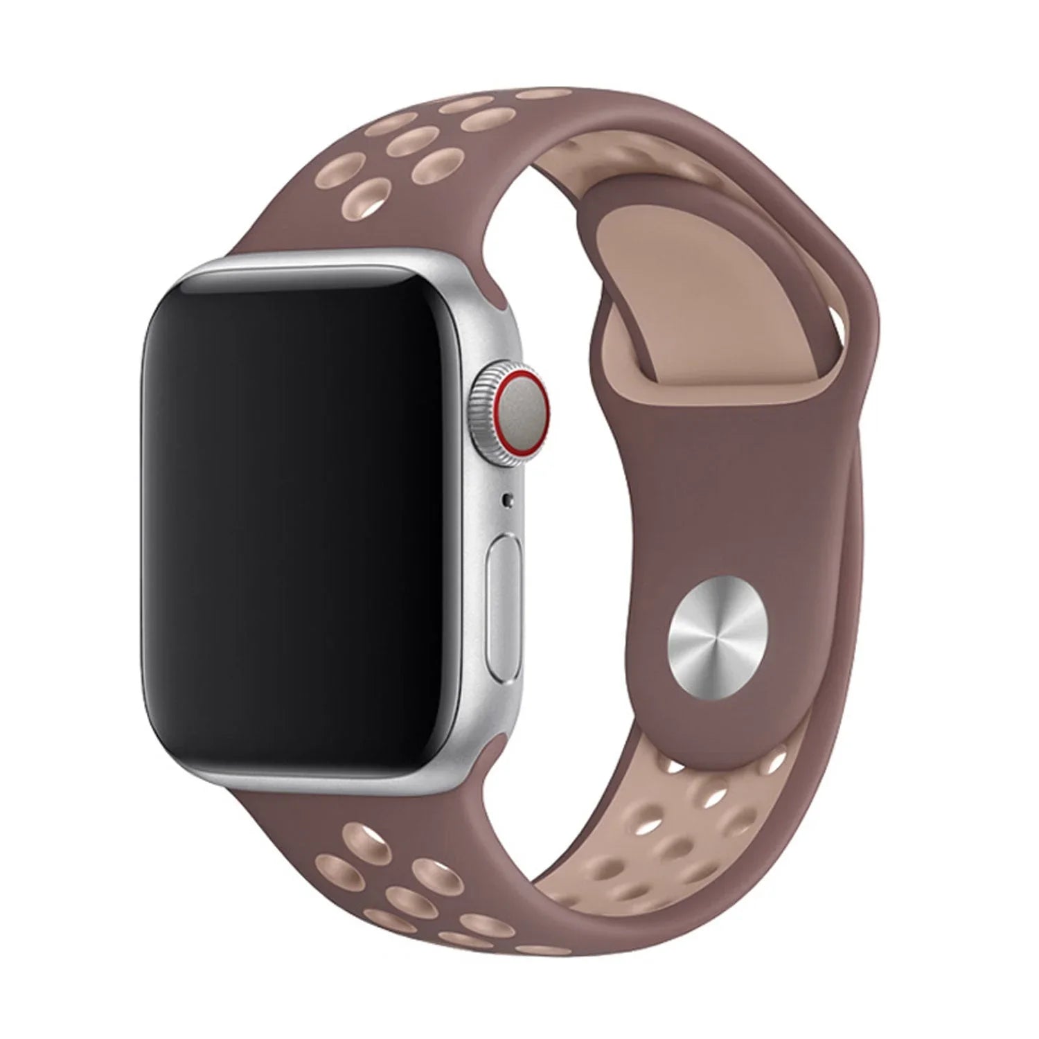 Bracelet Apple Watch - double - silicone - mauve fumé beige