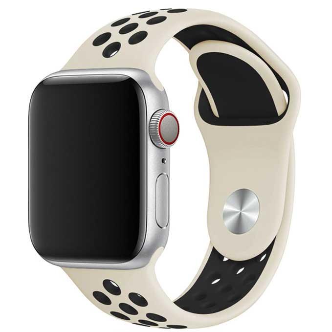 Bracelet Apple Watch Stryde - double - silicone - blanc antique noir