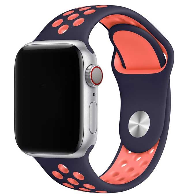 Bracelet Apple Watch - double - silicone - bleu noir mangue