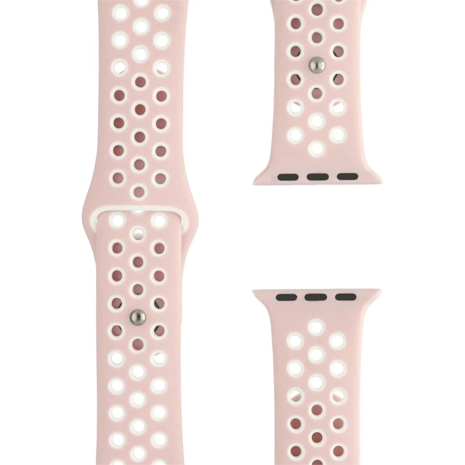 Bracelet Apple Watch Stryde - double - silicone - rose clair blanc