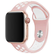 Bracelet Apple Watch Stryde - double - silicone - rose clair blanc