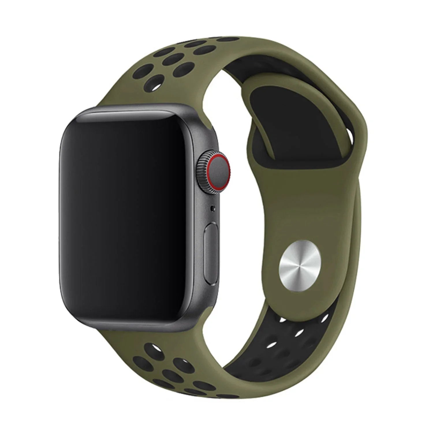Bracelet Apple Watch - double - silicone - noir olive