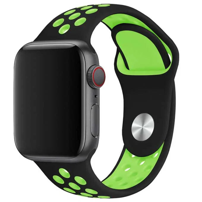 Bracelet Apple Watch Stryde - double - silicone - noir vert