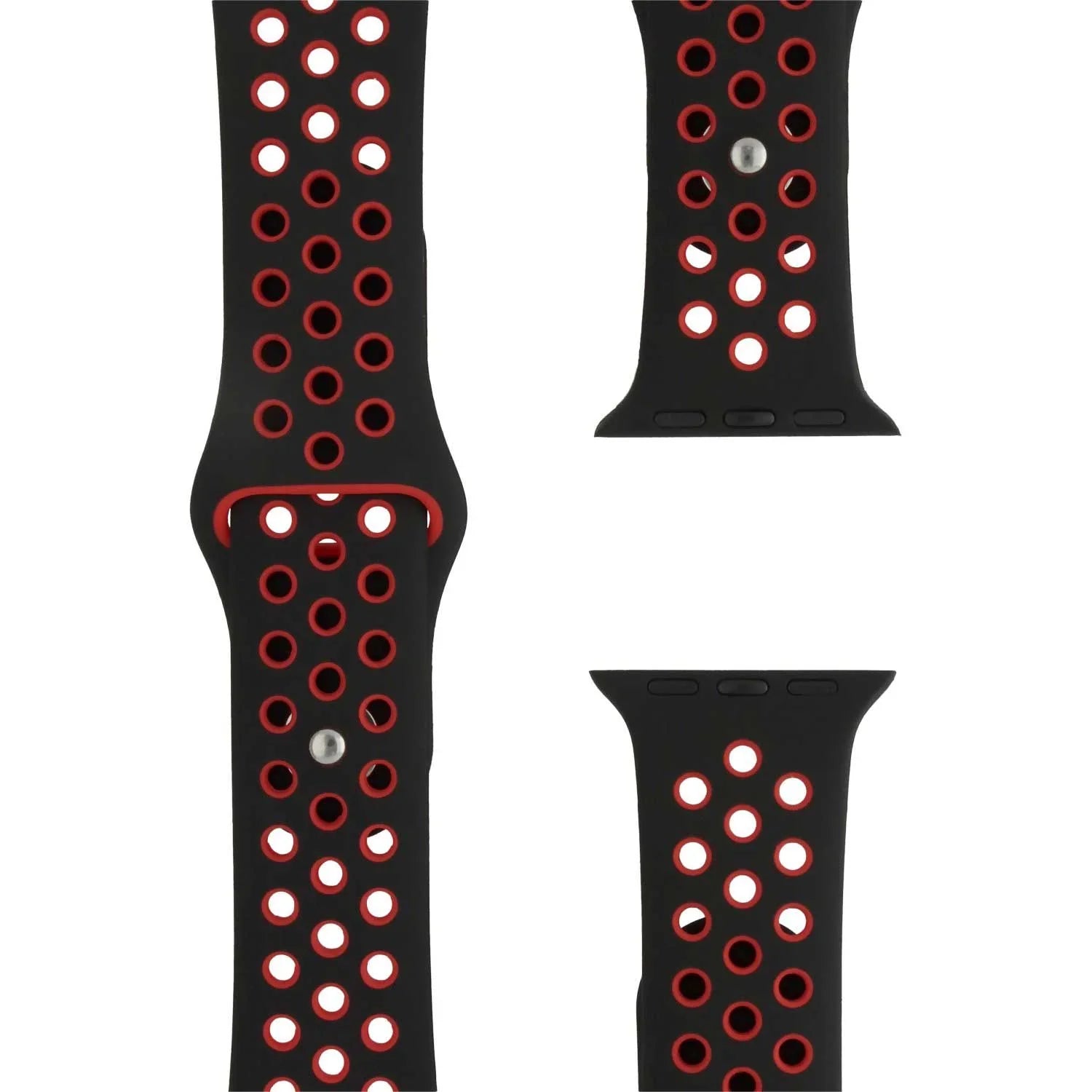 Bracelet Apple Watch - double - silicone - noir rouge