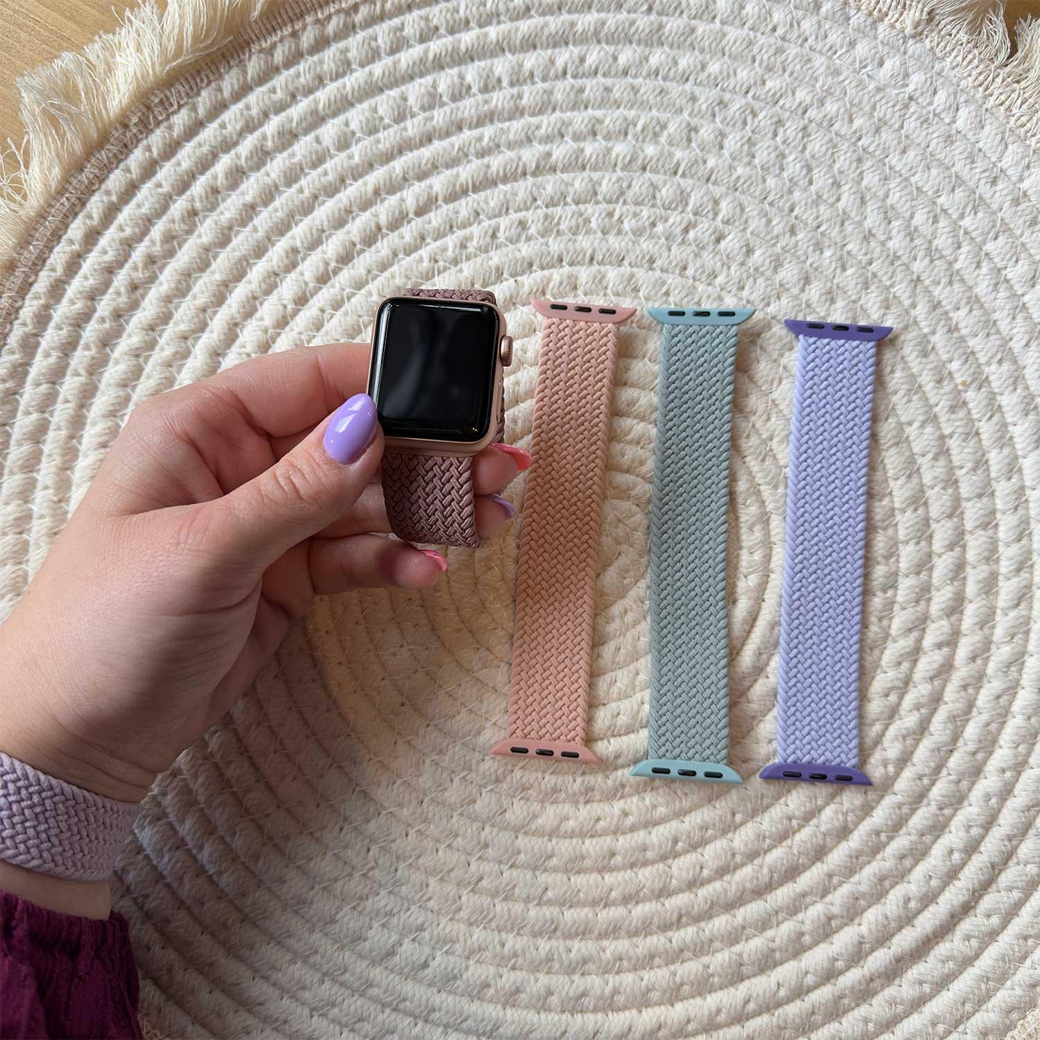 Bracelet Apple Watch Onyx - tressé - solo - nylon - menthe