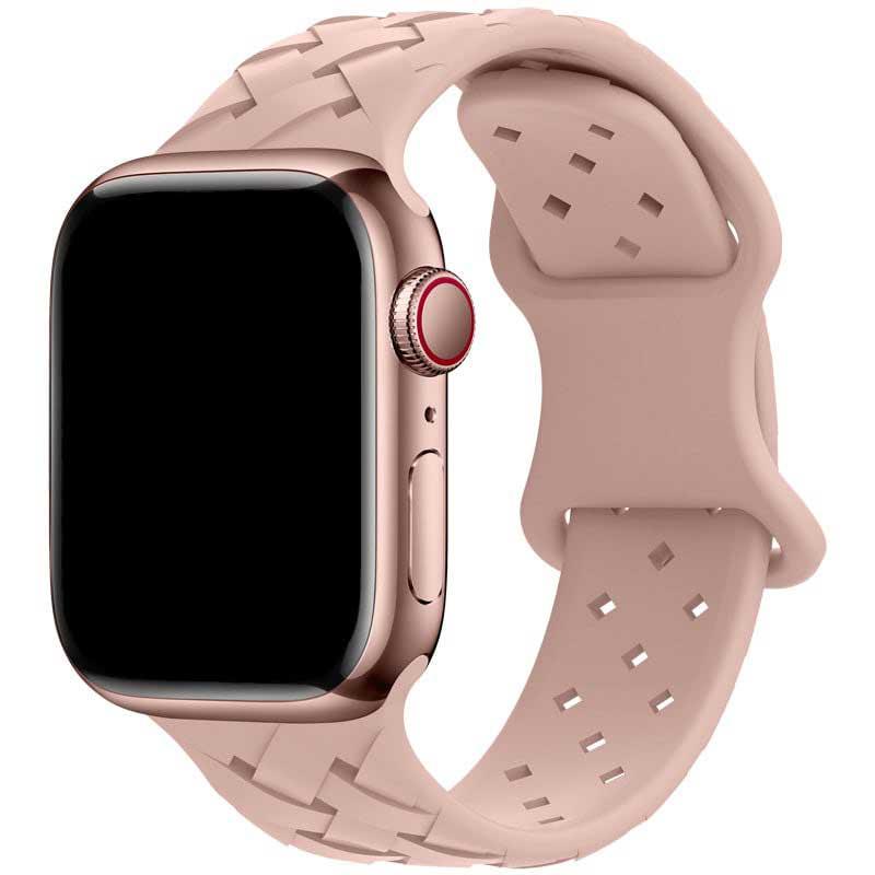 Bracelet Apple Watch - silicone tressée - sable rose