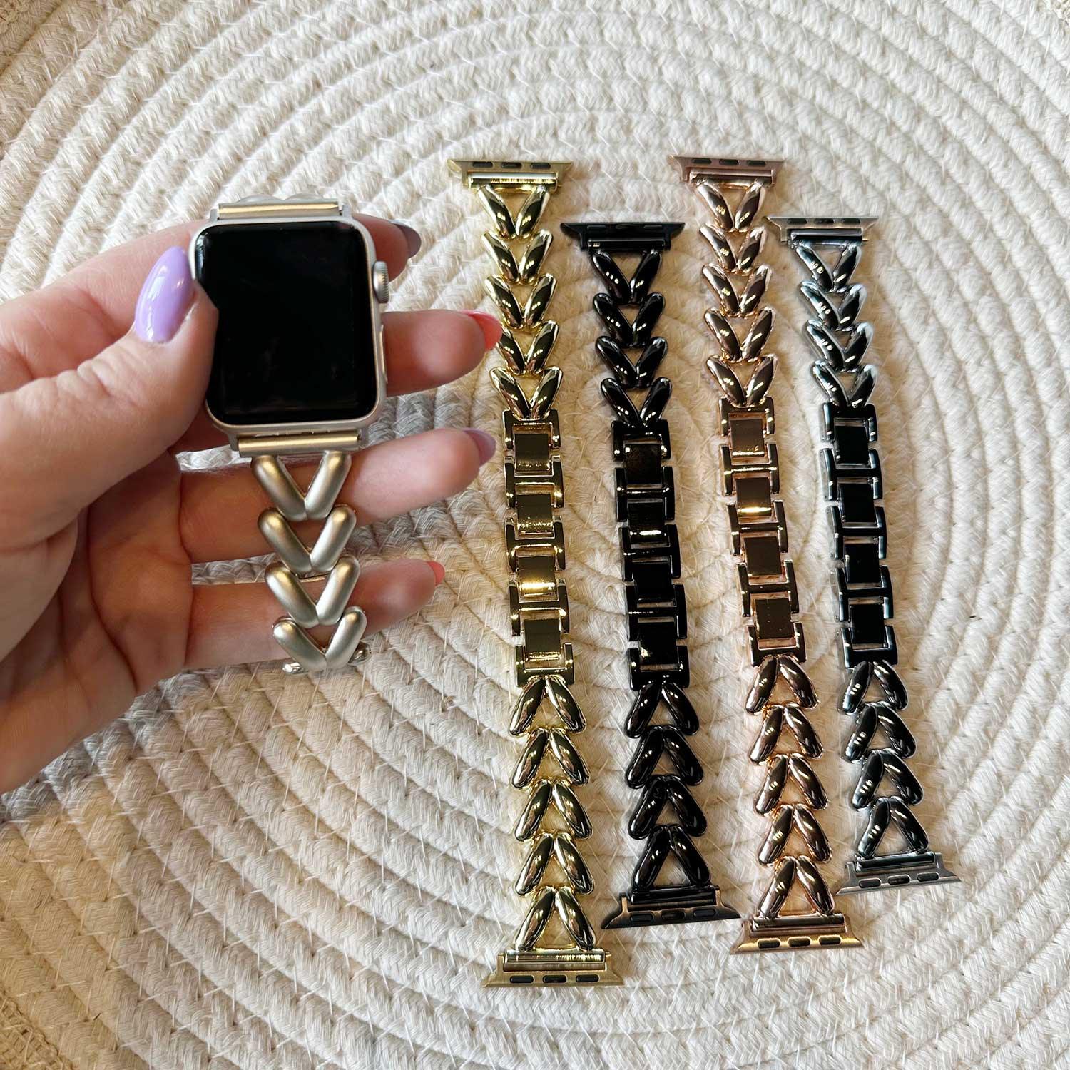 Bracelet Apple Watch Lisa - acier - noir