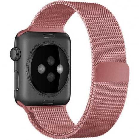 Bracelet Apple Watch Fiore - milanais - rose rouge