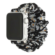 Bracelet Apple Watch Bloomsy - chouchou - nylon - fleurs noir et blanc