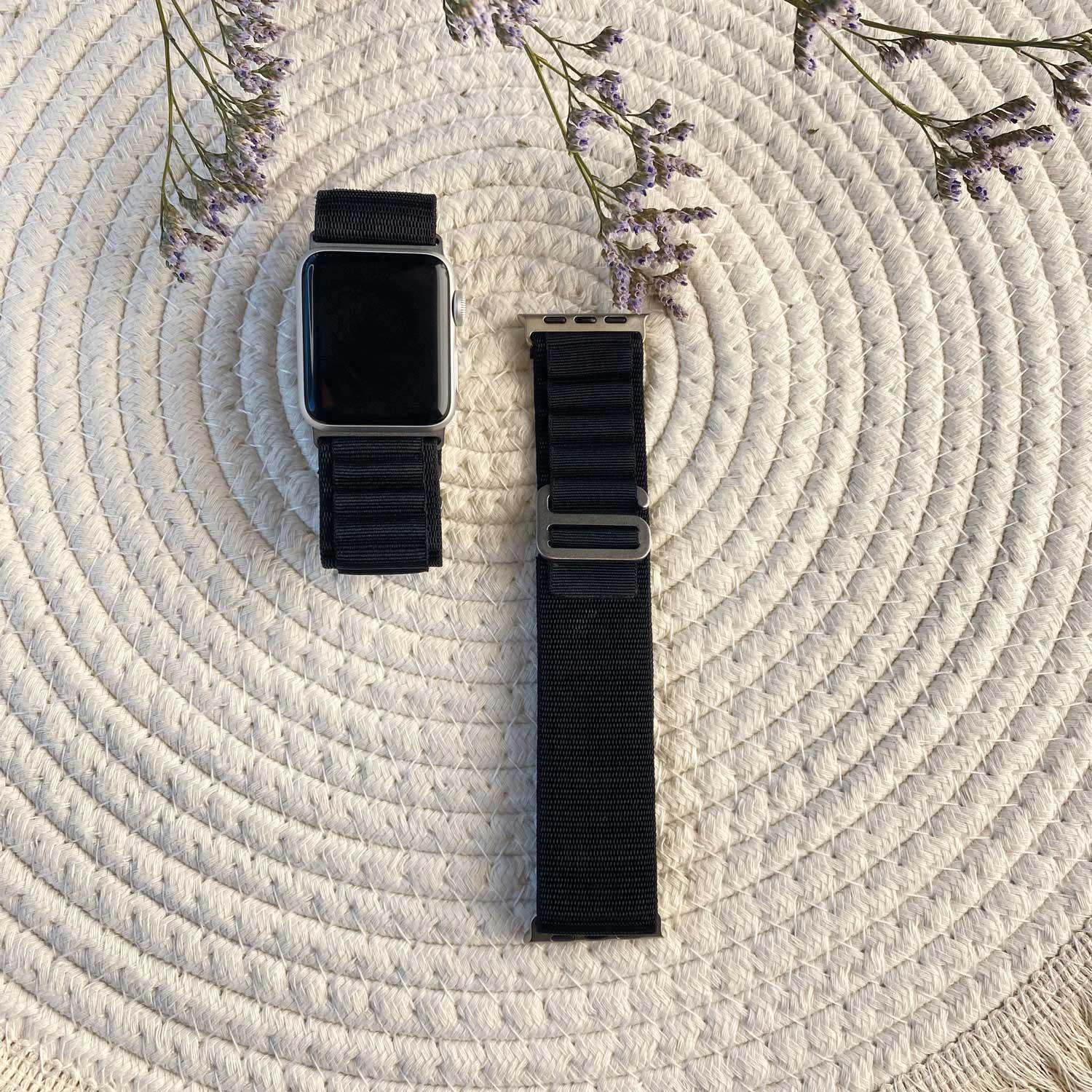 Bracelet Apple Watch Alpine - nylon - noir