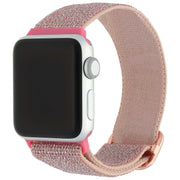 Bracelet Apple Watch - nylon - boucle tissée - paillettes rose clair