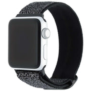 Bracelet Apple Watch - nylon - boucle tissée - paillettes noires