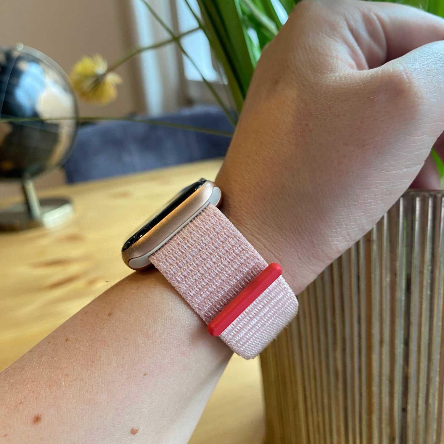 Bracelet Apple Watch Nexora - tissé - nylon - rose clair