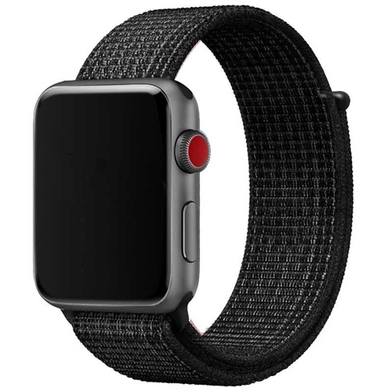 Bracelet pour Apple Watch Osvo - tissé - nylon - réflecteur noir
