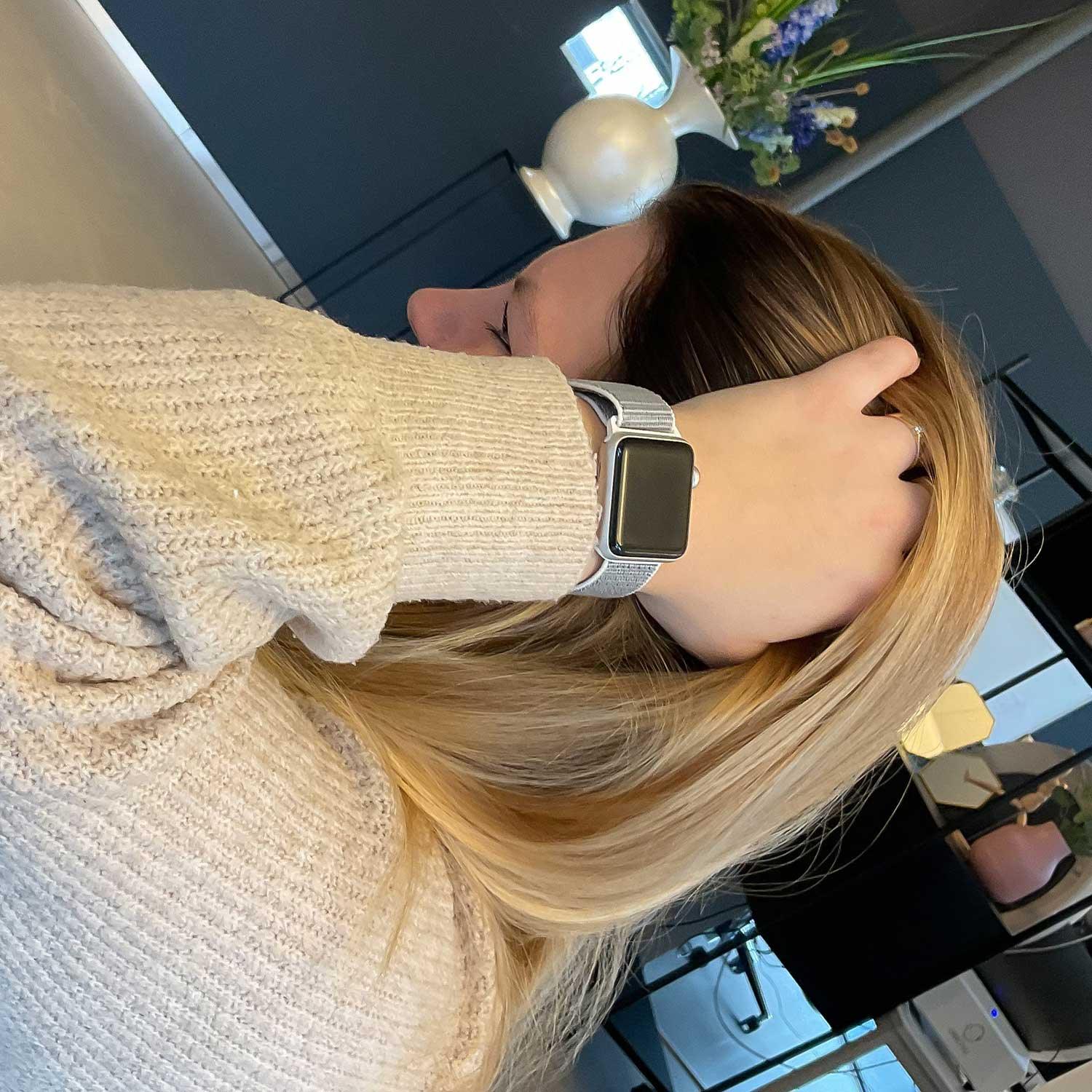 Bracelet Apple Watch Osvo - tissé - nylon - blanc supérieur