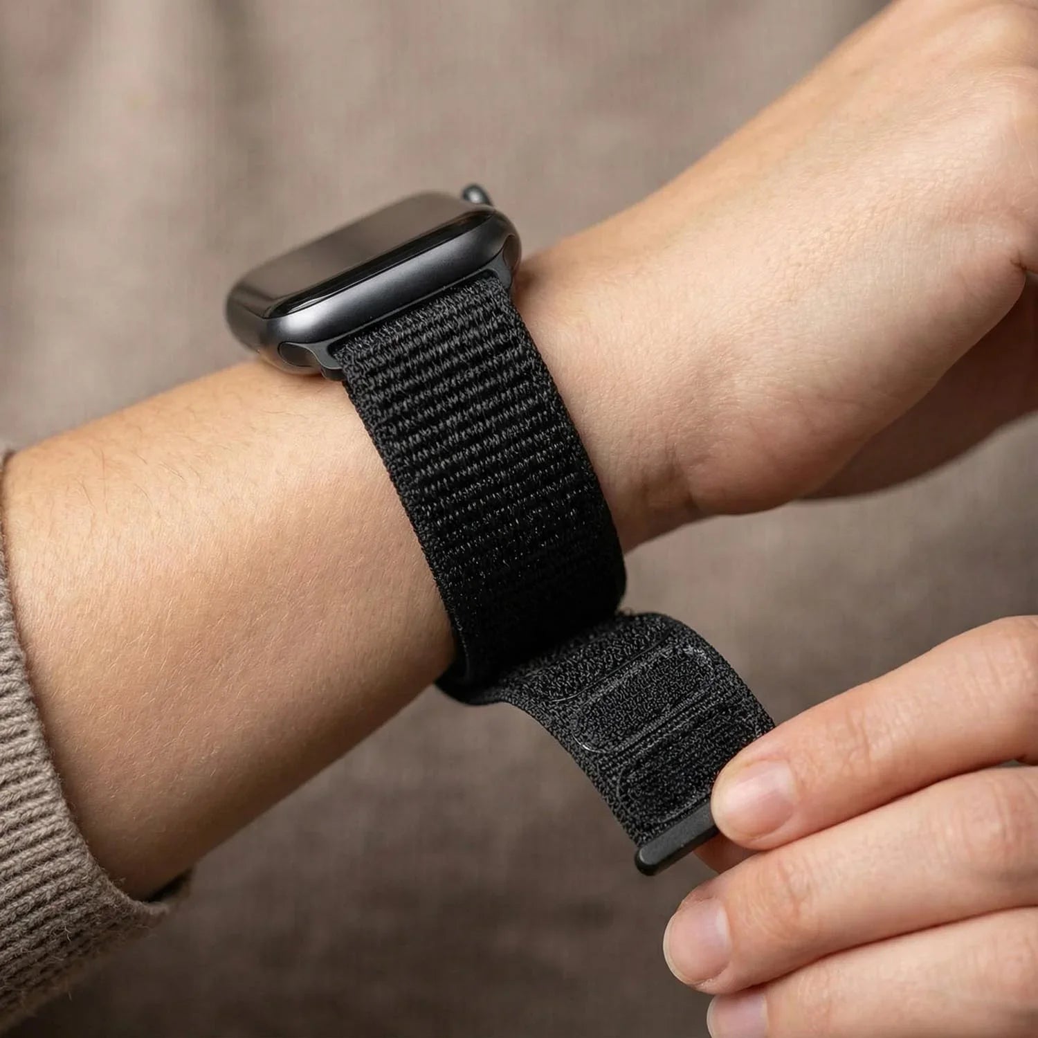 Bracelet Apple Watch Flyne - tissé - nylon - noir