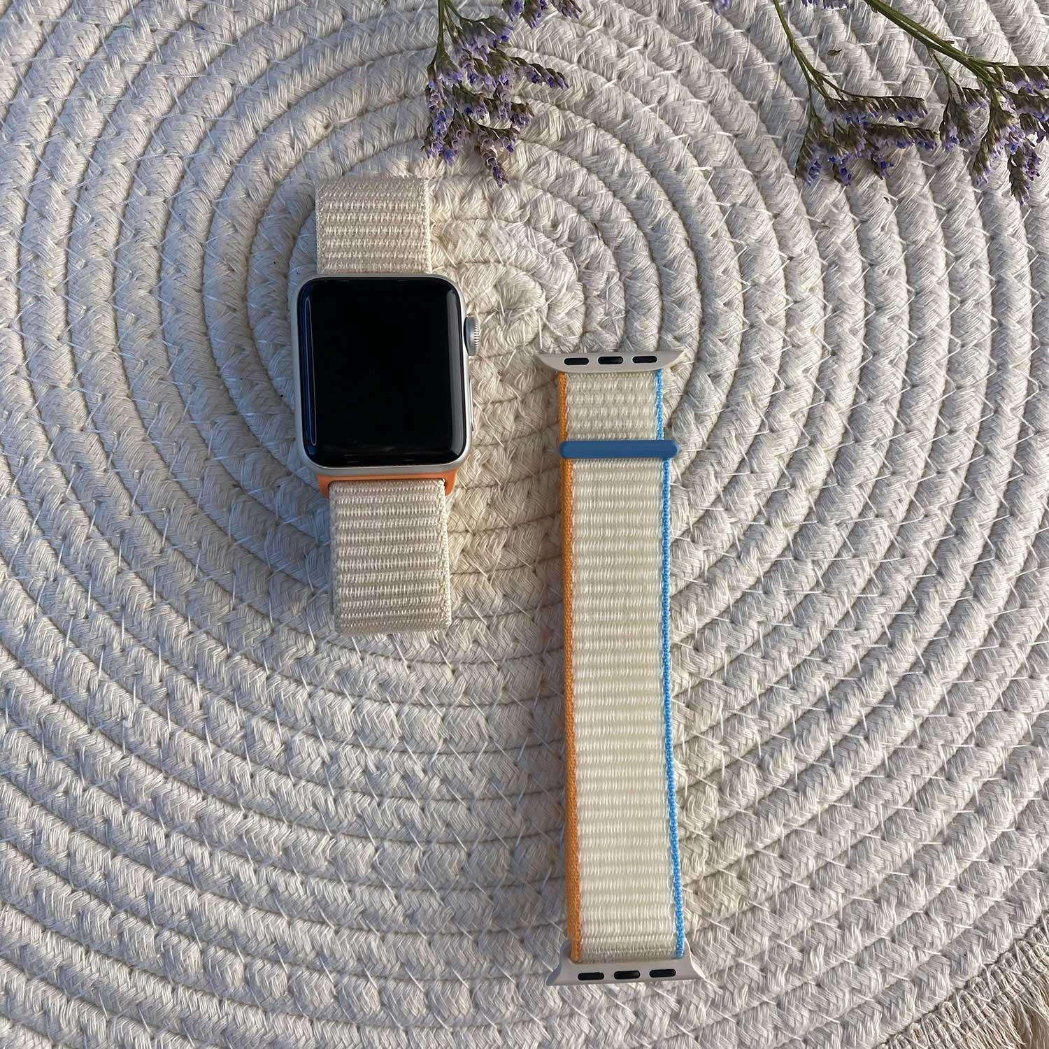 Bracelet Apple Watch Trail - nylon - orange beige