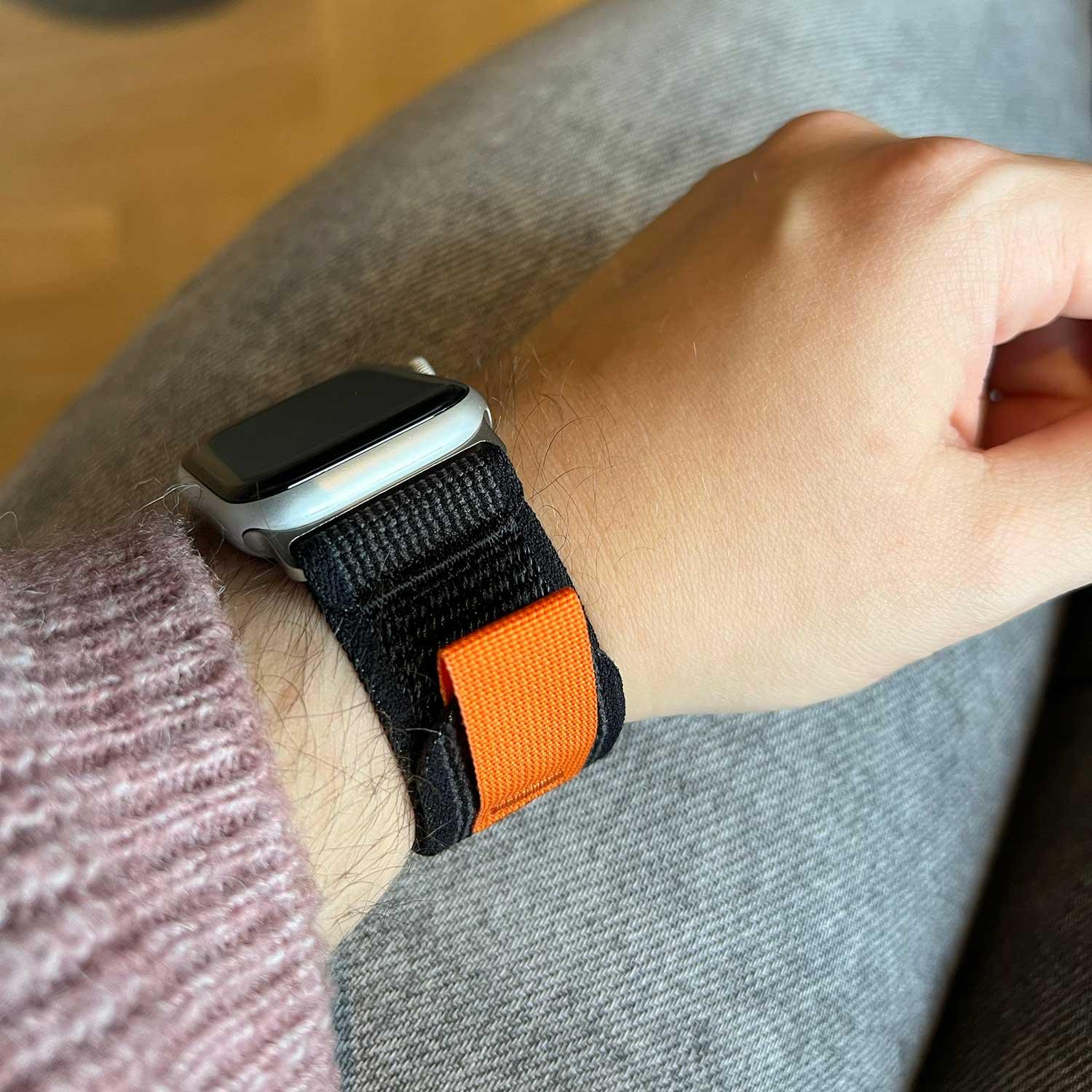 Bracelet Apple Watch Trail - nylon - noir gris