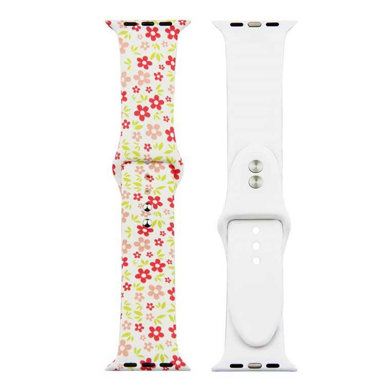 Bracelet imprimé pour Apple Watch - silicone - fleurs rouges