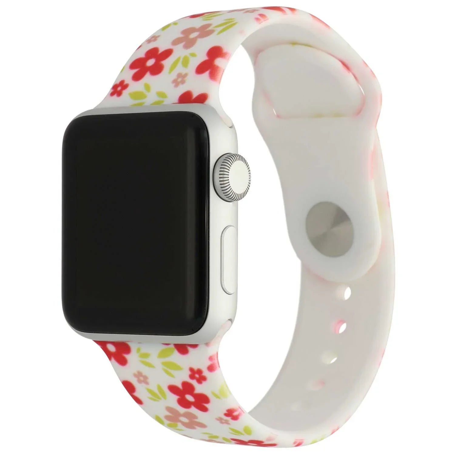 Bracelet imprimé pour Apple Watch - silicone - fleurs rouges