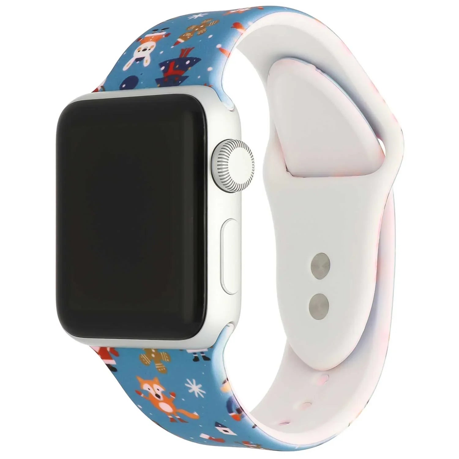 Bracelet imprimé Apple Watch - silicone - Noël - bleu