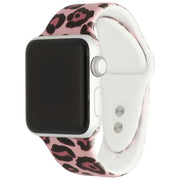 Bracelet Apple Watch imprimé - silicone - panthère rose clair