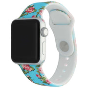 Bracelet imprimé Apple Watch - silicone - pivoine bleu clair