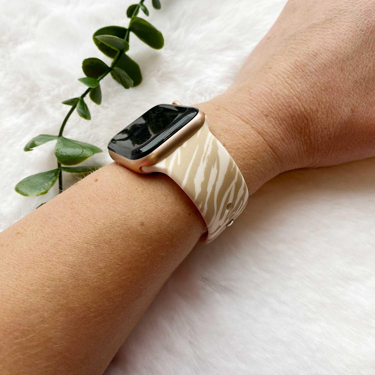 Bracelet imprimé pour Apple Watch - silicone - zèbre beige