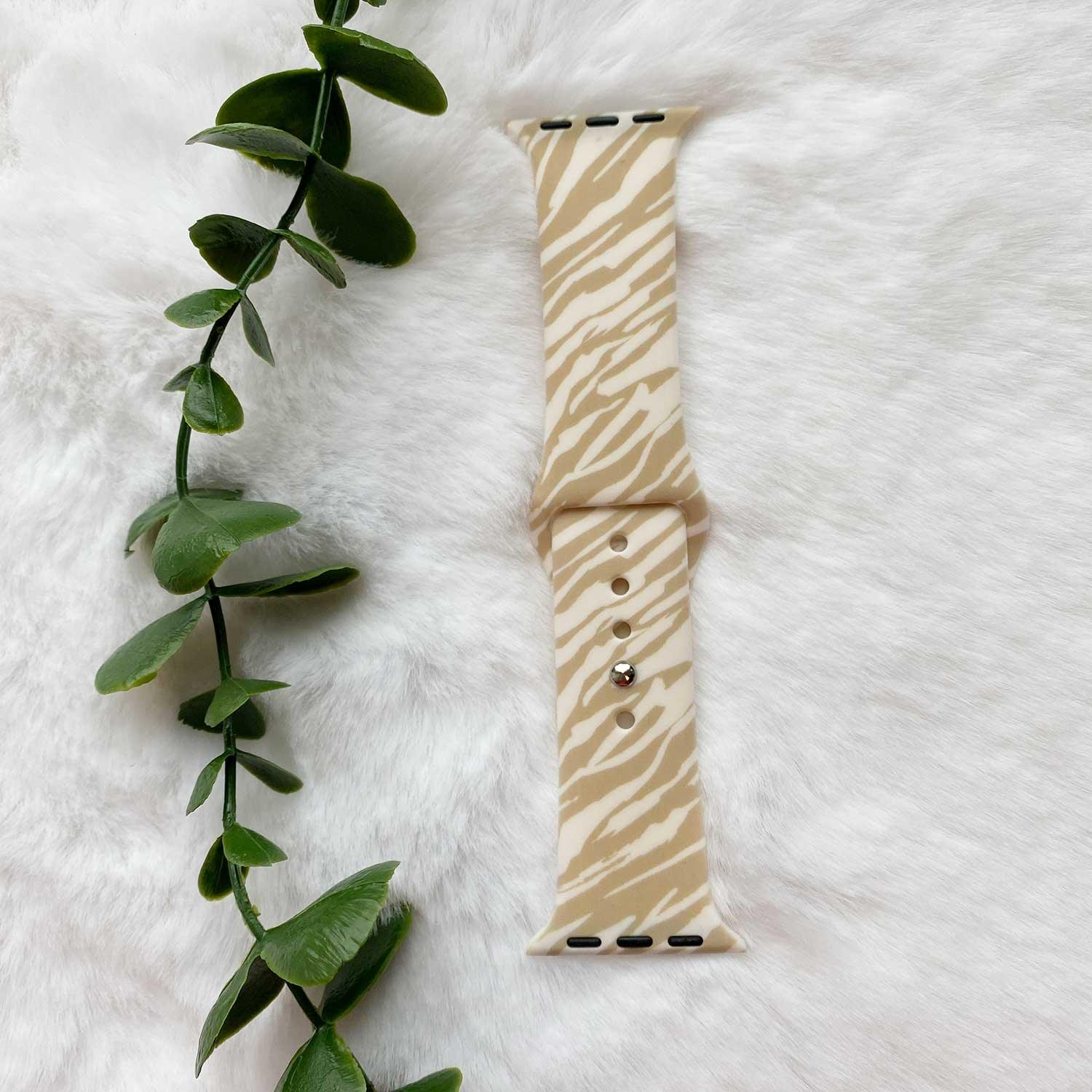 Bracelet imprimé pour Apple Watch - silicone - zèbre beige