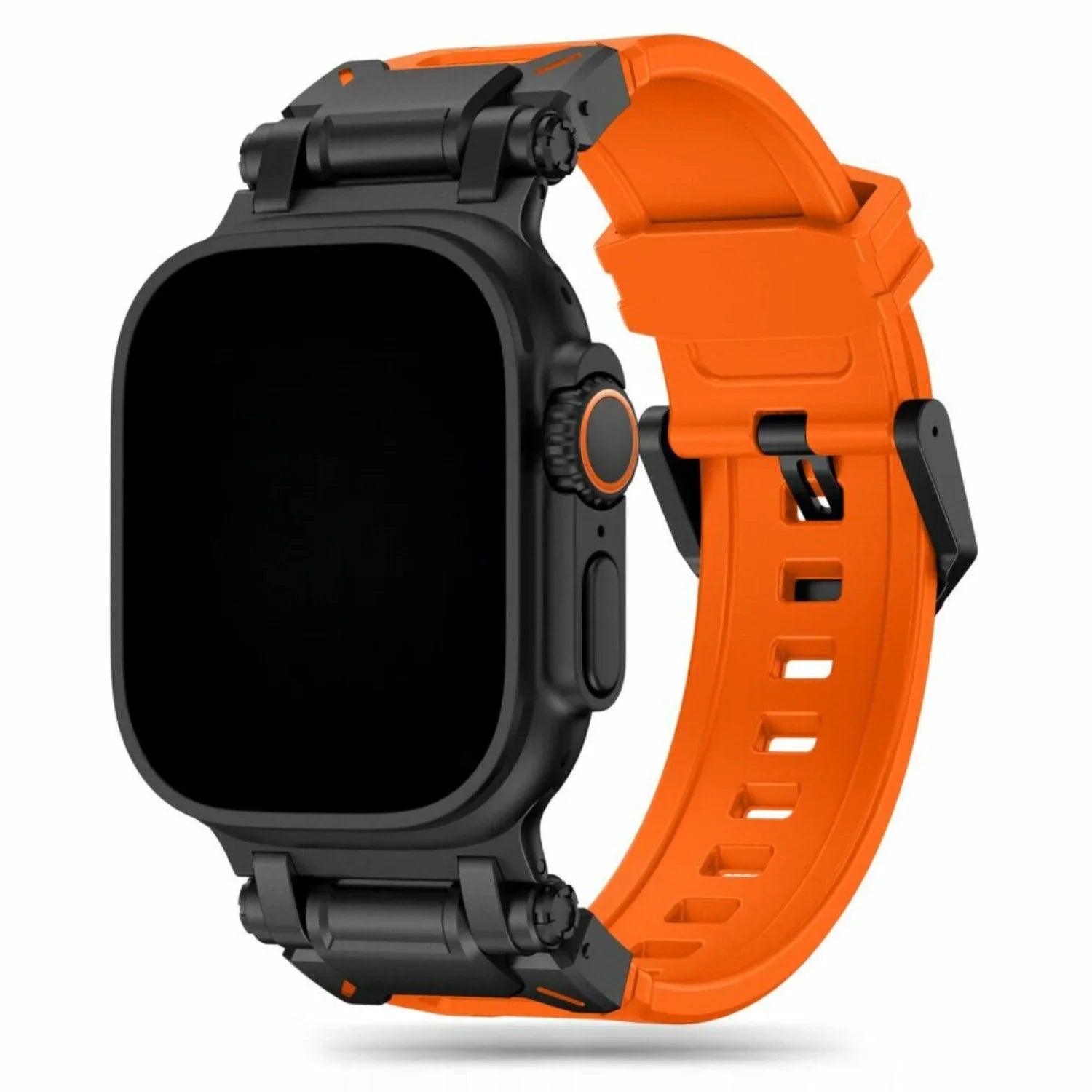 Bracelet robuste Apple Watch - silicone - orange - noir