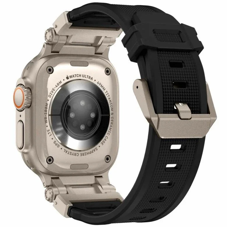 Bracelet robuste Apple Watch - silicone - noir - titane