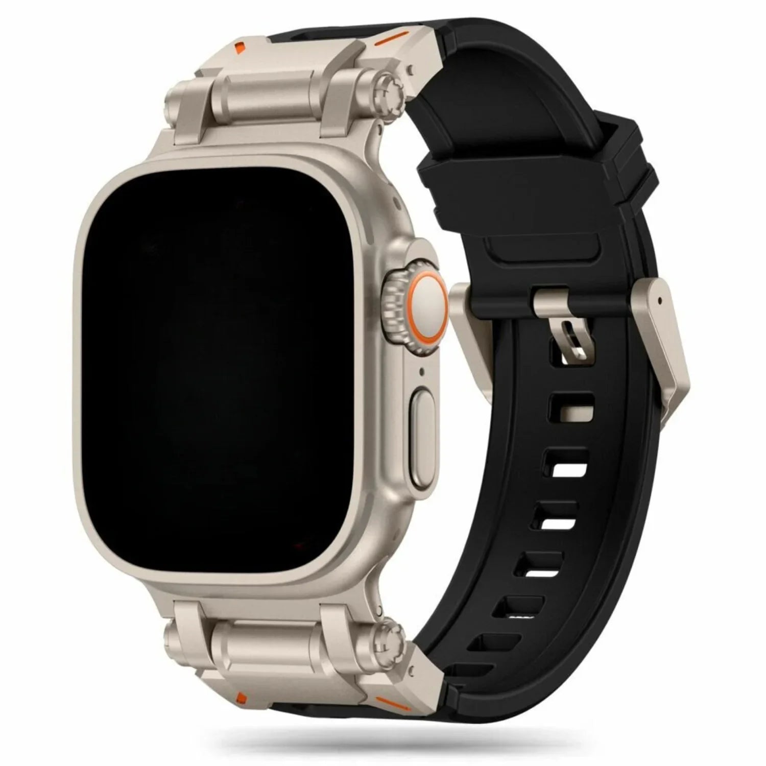 Bracelet robuste Apple Watch - silicone - noir - titane