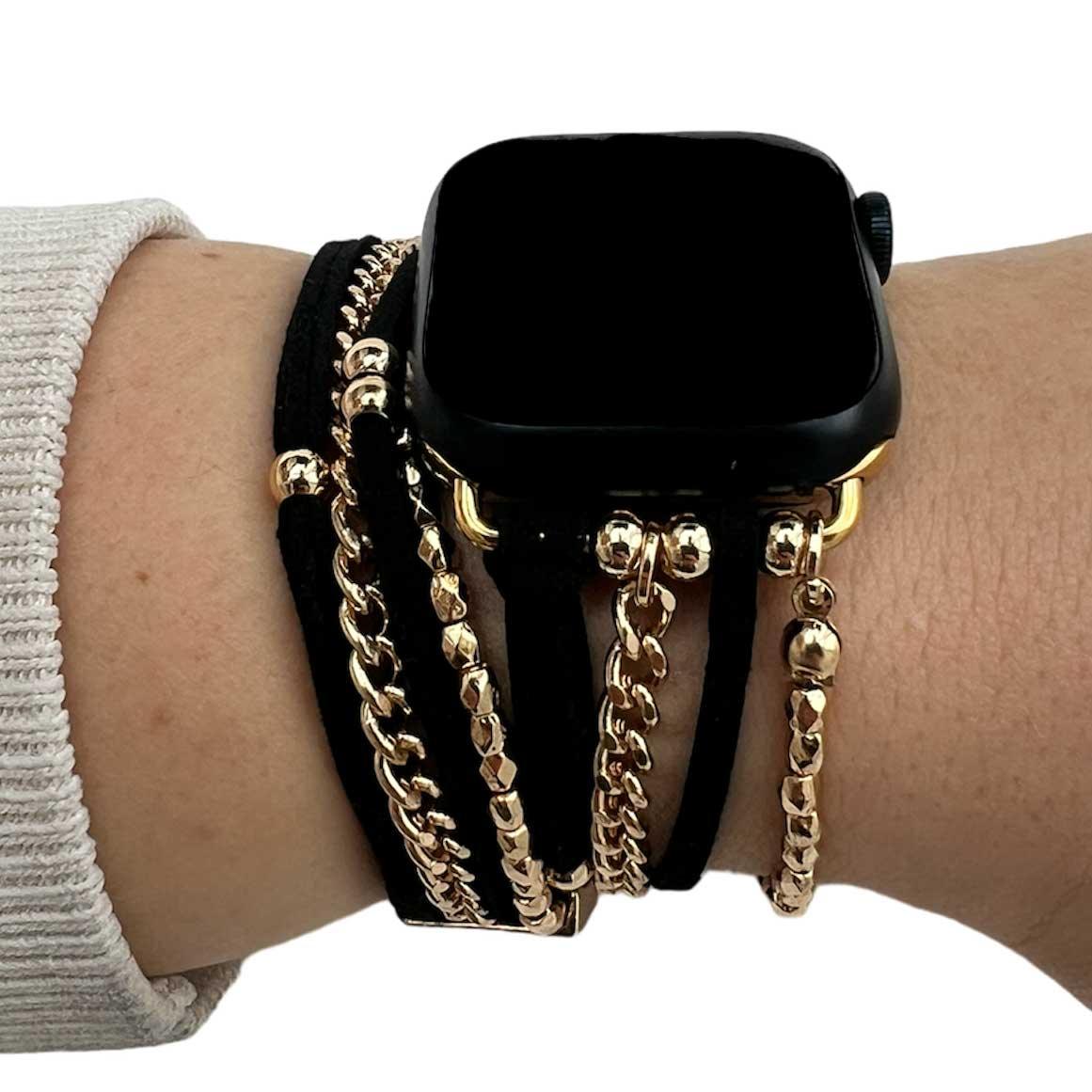 Apple Watch bandje - sieraad - Nancy zwart goud