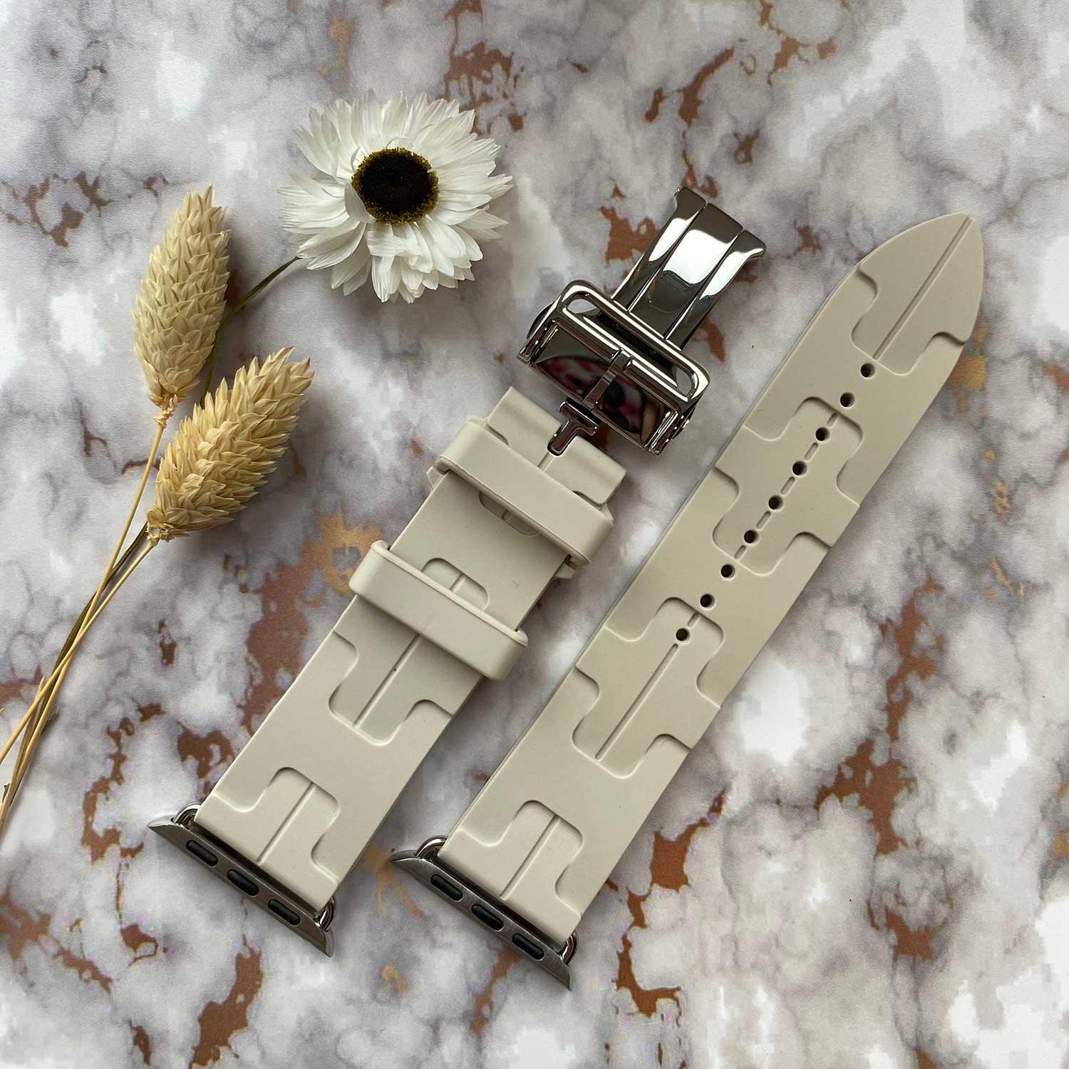 Bracelet Apple Watch kilim - silicone - beige