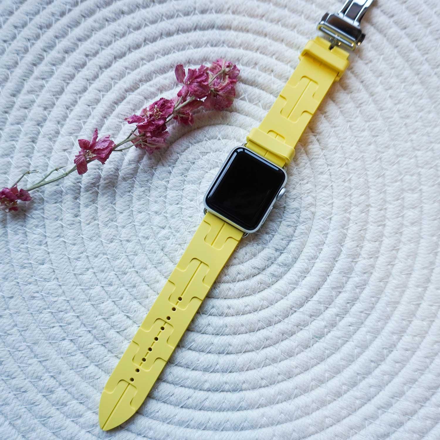 Bracelet Apple Watch kilim - silicone - jaune