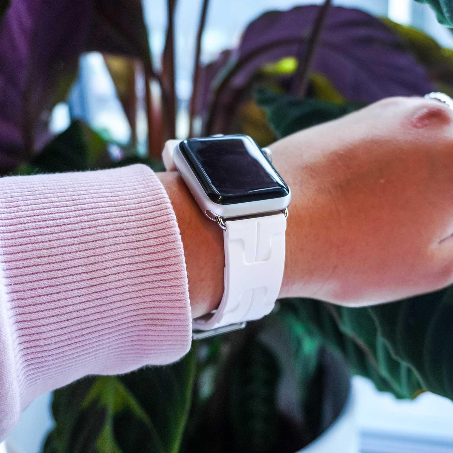 Bracelet Apple Watch kilim - silicone - blanc